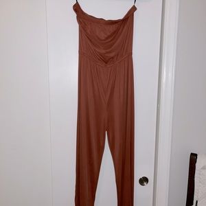 Rust Orange Ribbed Jumpsuit